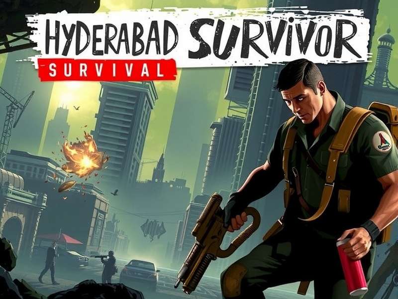 Hyderabad Heroic Survivor Official Cover Art Hyderabad Heroic Survivor game cover art showing a survivor in post-apocalyptic Hyderabad